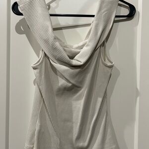 Old Navy Cream Ribbed Off the Shoulder Top